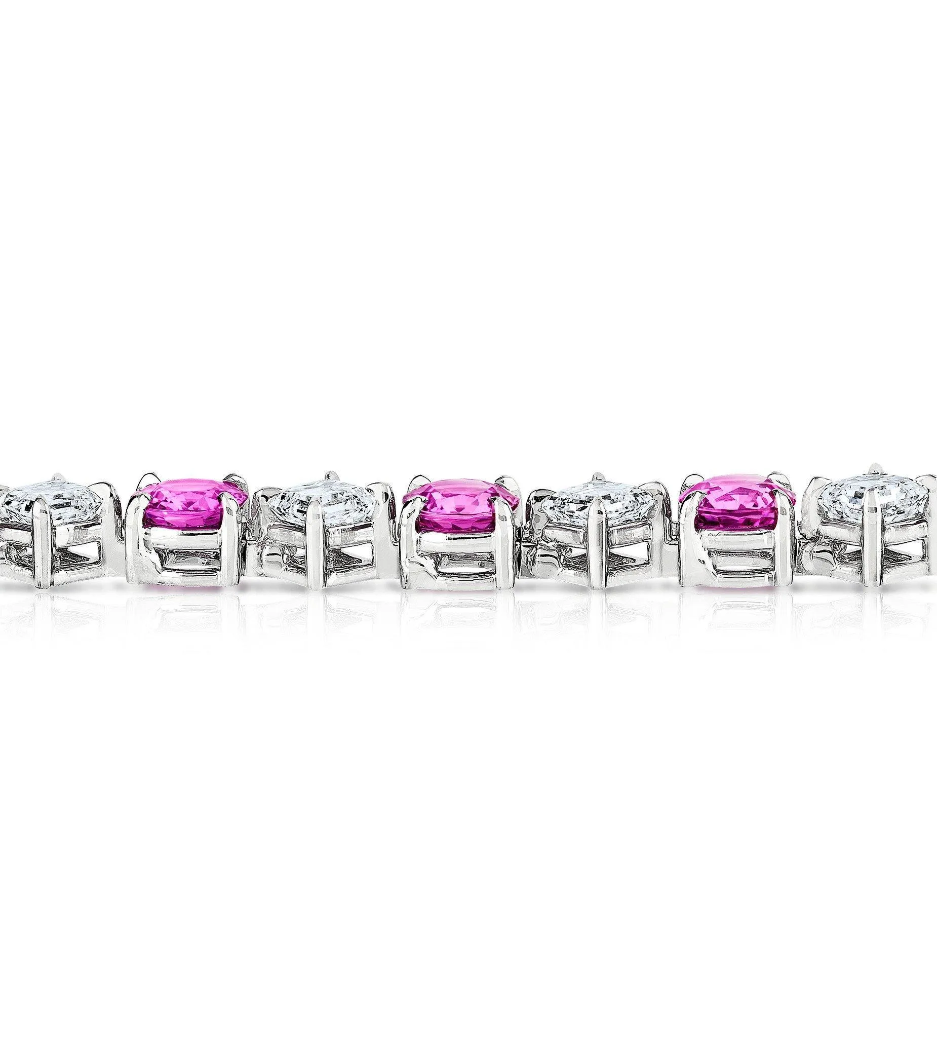 12.46 Carat Round Pink Sapphire and Diamond Platinum Bracelet