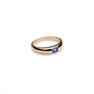 14k Thin Blue Sapphire Dome Ring