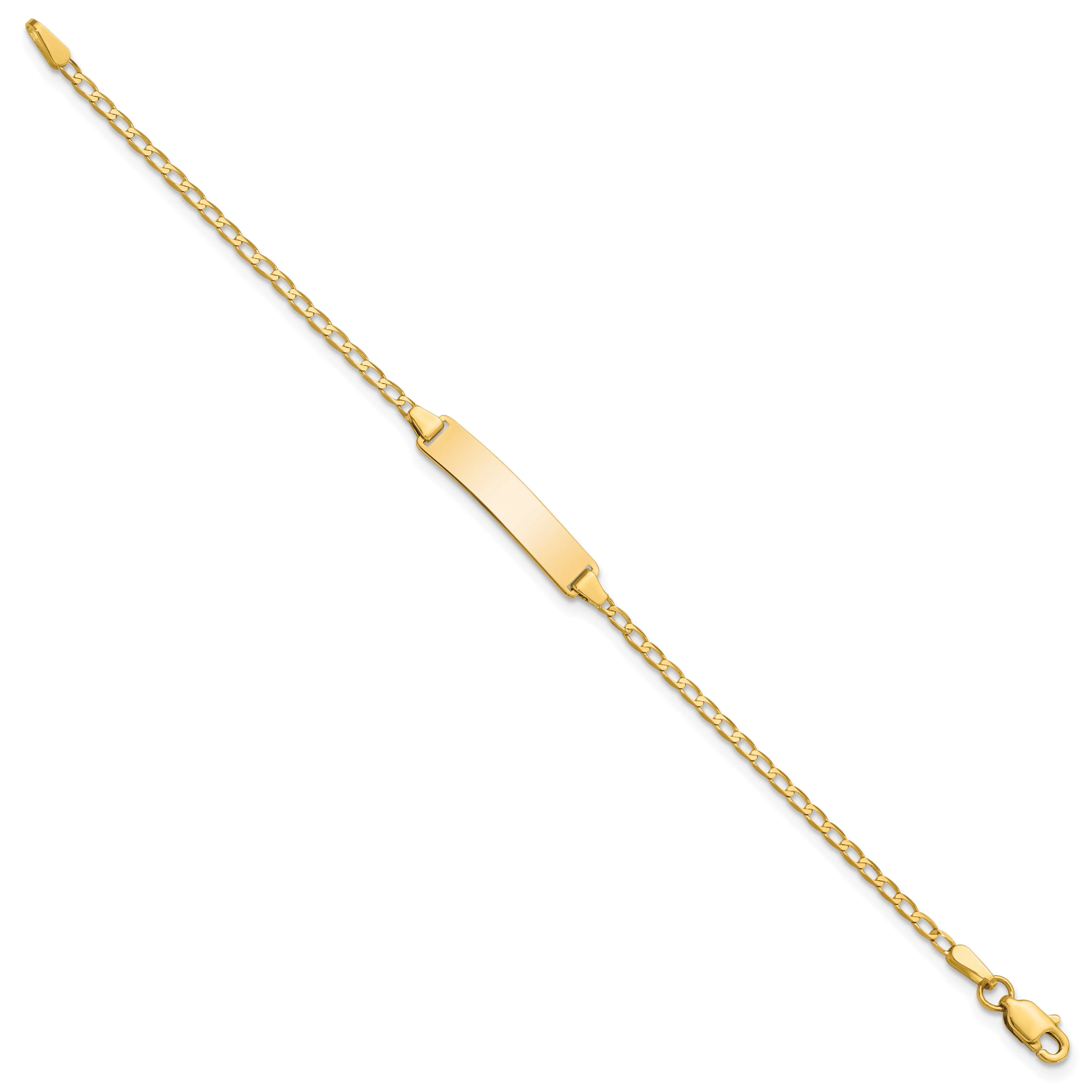 14K Yellow Gold Childrens Curb Link ID Bracelet