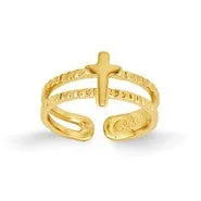 14k Yellow Gold Cross Toe Ring