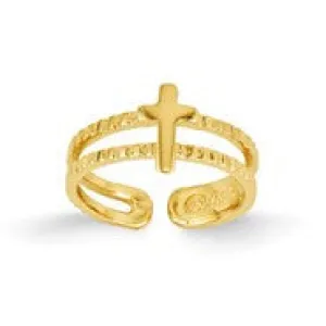 14k Yellow Gold Cross Toe Ring