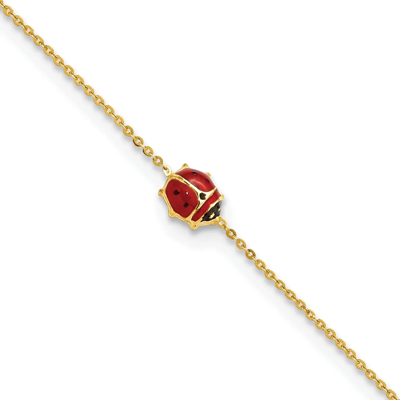 14k Yellow Gold Lady Bug 6.5-Inch Bracelet