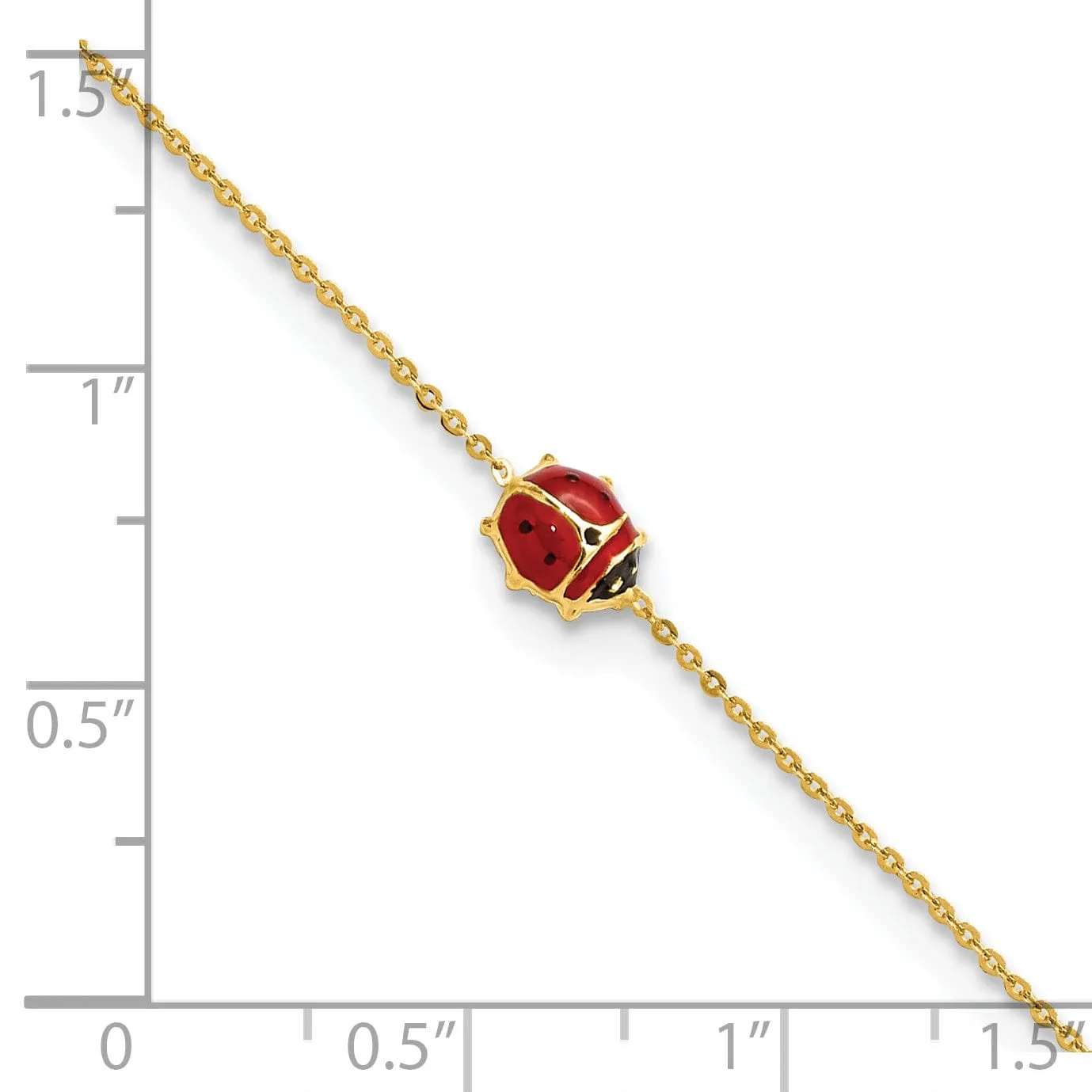 14k Yellow Gold Lady Bug 6.5-Inch Bracelet