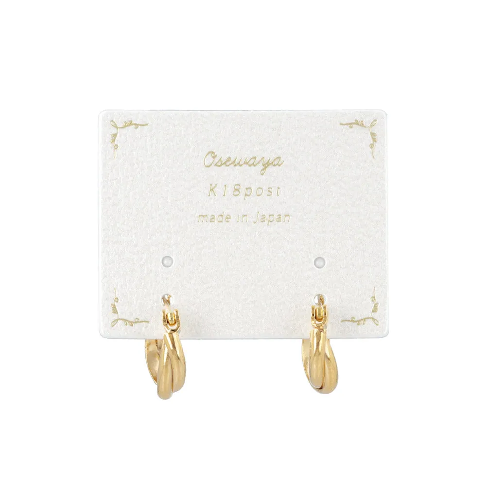18K Gold Post Double Hoop Earrings