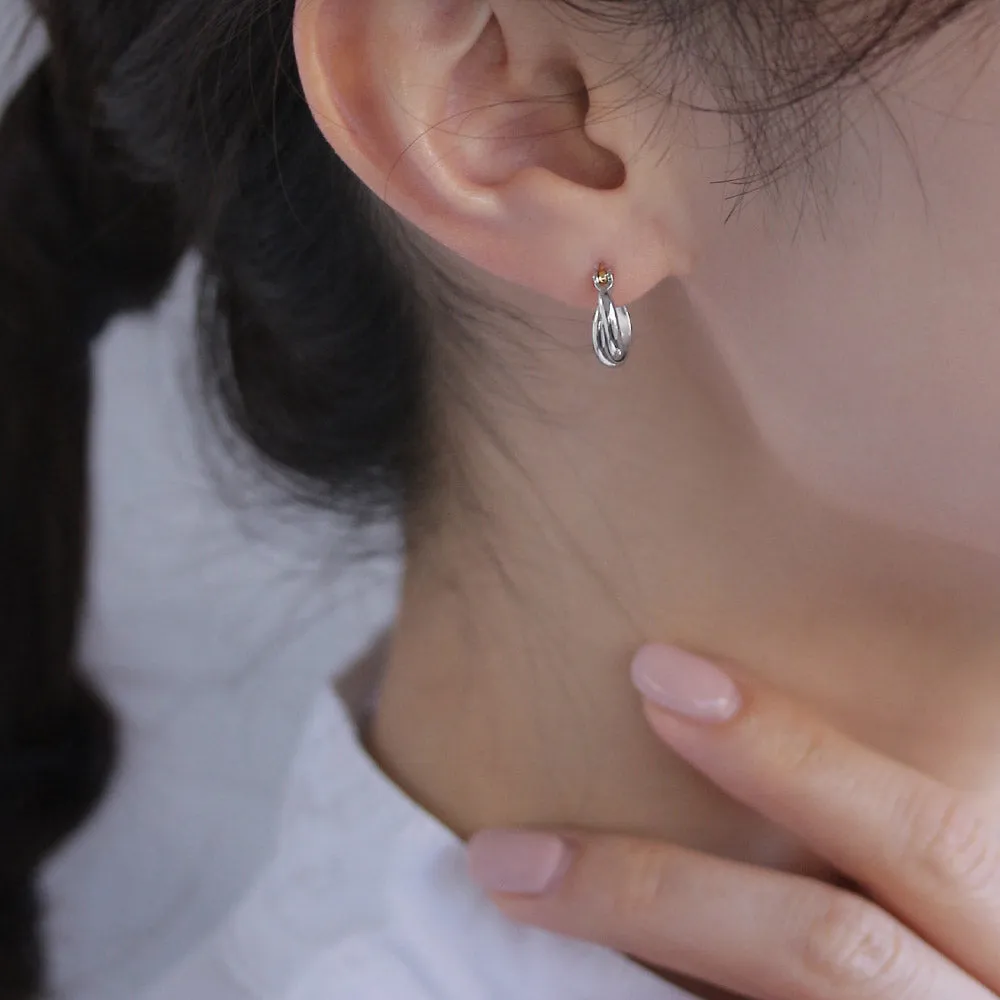 18K Gold Post Double Hoop Earrings