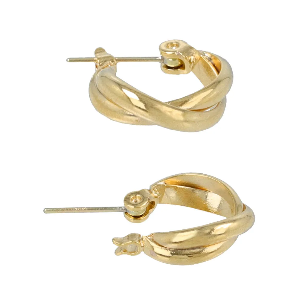 18K Gold Post Double Hoop Earrings