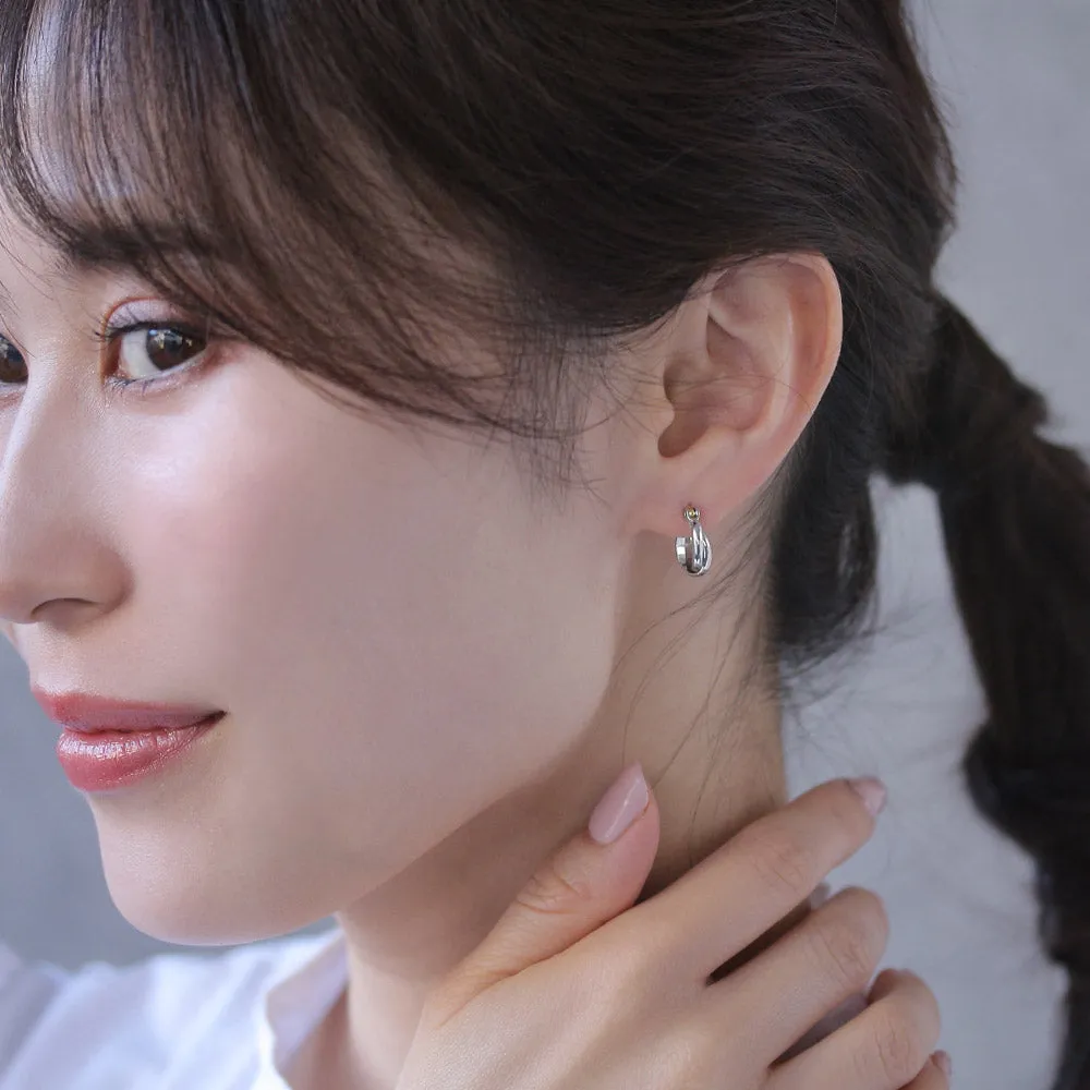 18K Gold Post Double Hoop Earrings