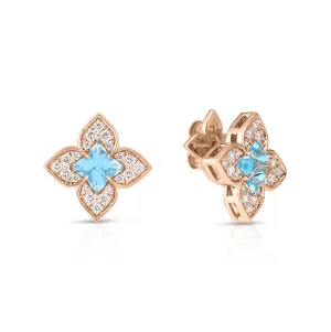 18K Gold Venetian Princess Carnevale Blue Topaz and Diamond Earrings