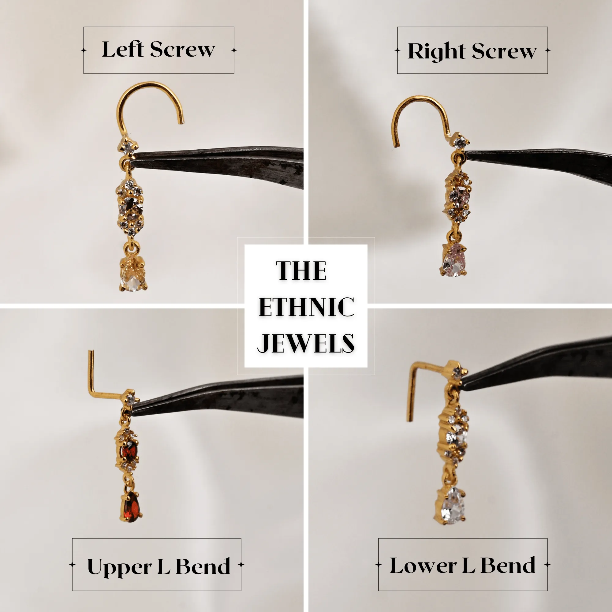 20G Chain Dangle Nose Stud | Gold Nose Piercing Jewelry