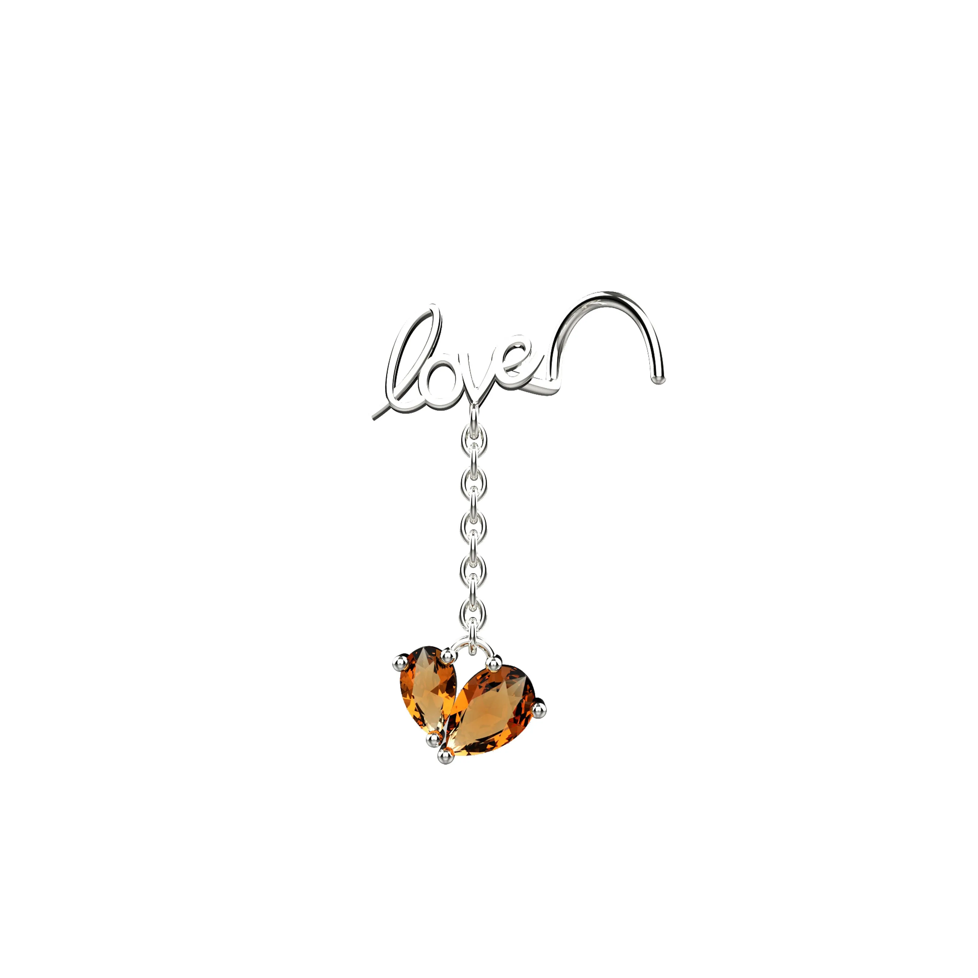 20G Chain Dangle Nose Stud | Gold Nose Piercing Jewelry