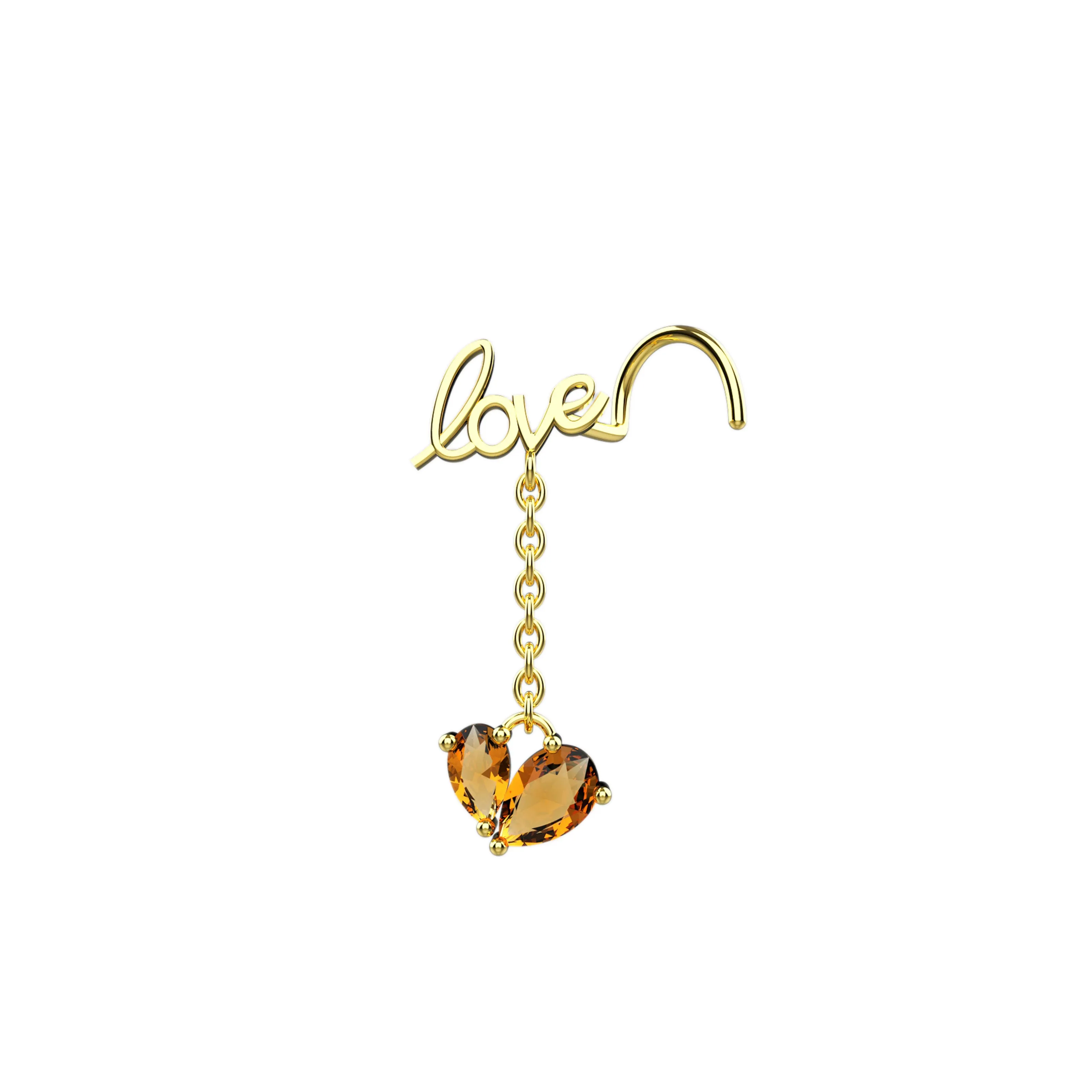 20G Chain Dangle Nose Stud | Gold Nose Piercing Jewelry