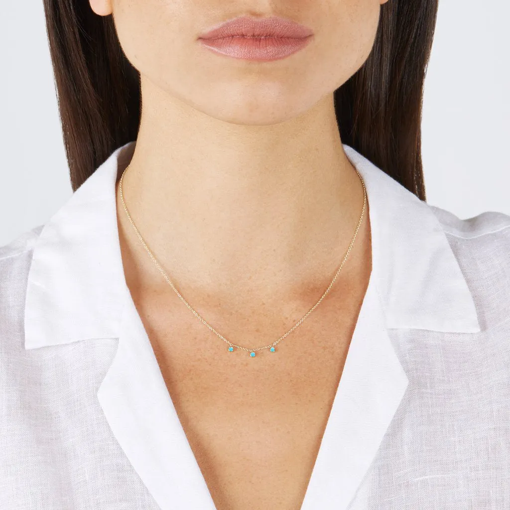 3 Mini Turquoise Bezel Dangle Necklace
