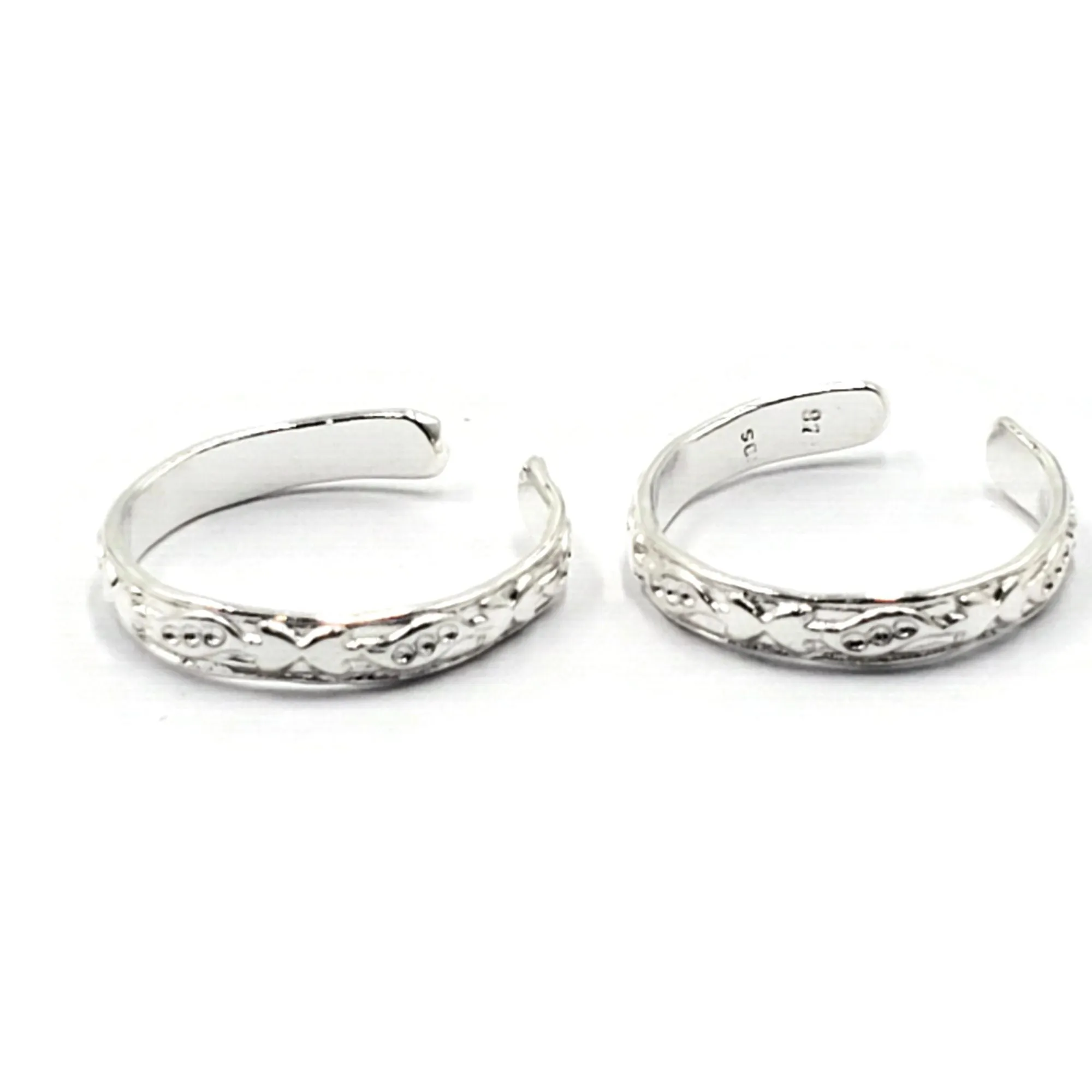 925 Sterling Silver Multicolor Toe-rings - Design #25
