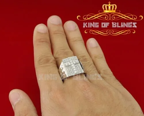 925 Sterling Silver White Cubic Zirconia 2.0CT Wide Rectangle Men's Ring Size 10
