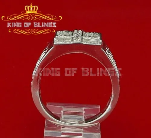 925 Sterling Silver White Cubic Zirconia 2.0CT Wide Rectangle Men's Ring Size 10