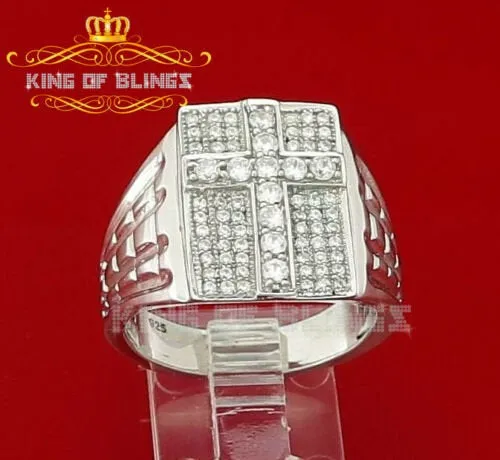 925 Sterling Silver White Cubic Zirconia 2.0CT Wide Rectangle Men's Ring Size 10
