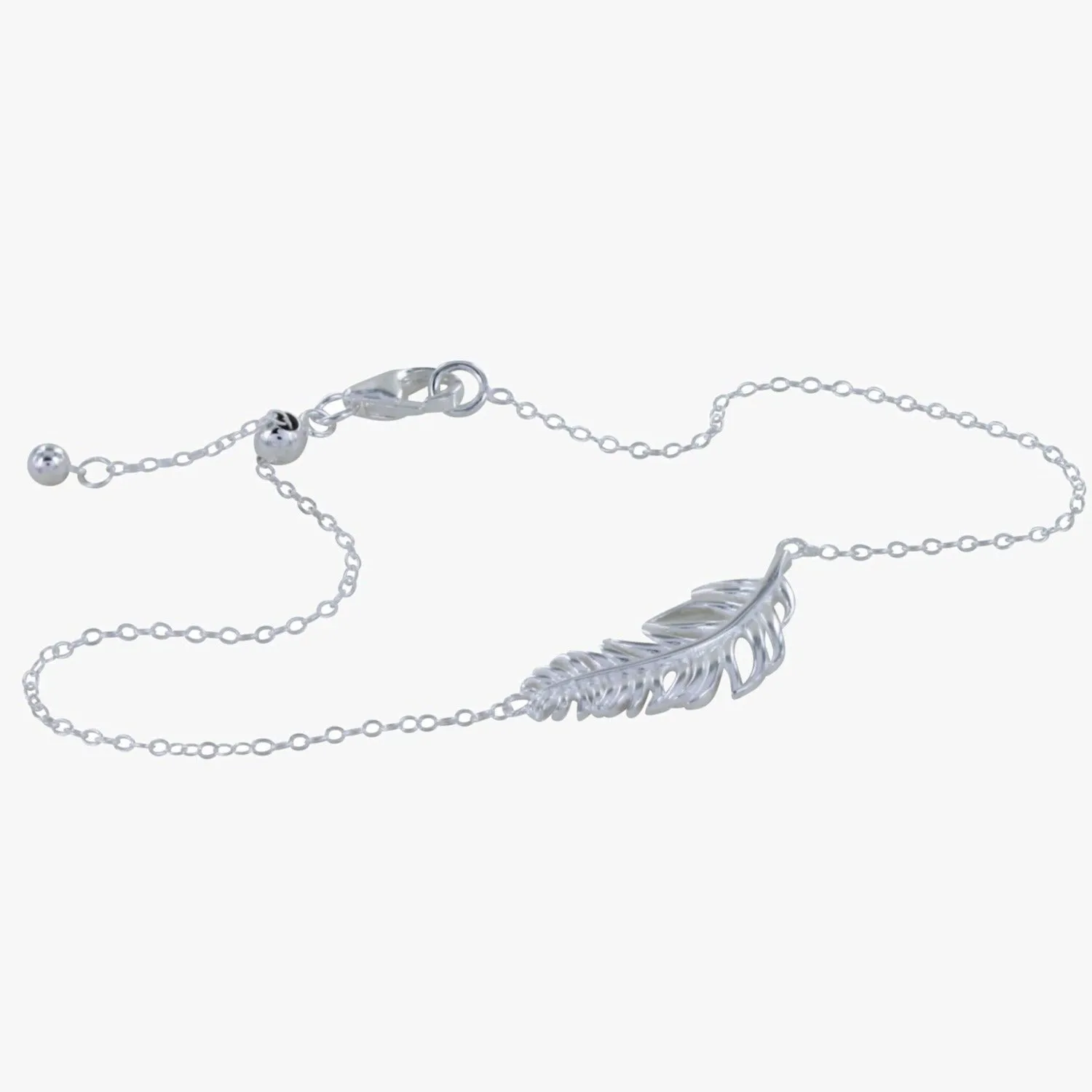 Adjustable Sterling Silver Feather Bracelet
