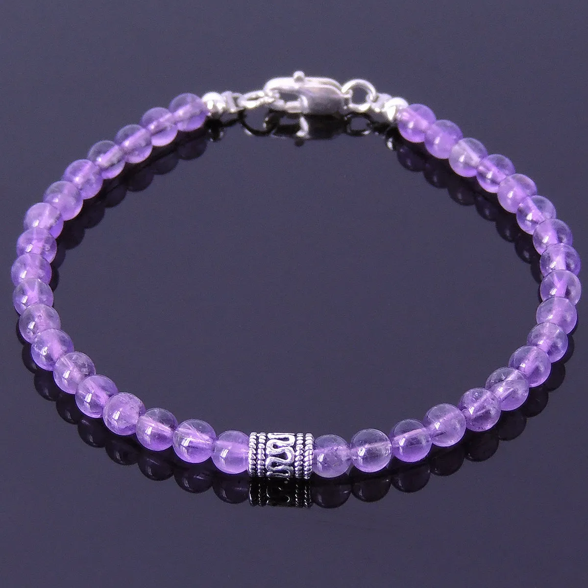 Amethyst Anklet Gemstone 925 Sterling Silver Bead Clasp for Men Women DiyNotion Handmade AN014