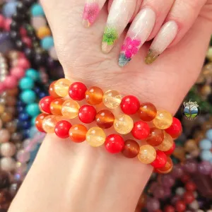 Aries Bracelet (Carnelian, Citrine & Red Coral) *High Quality* for Pursuing Goals and Revitalizing Energy