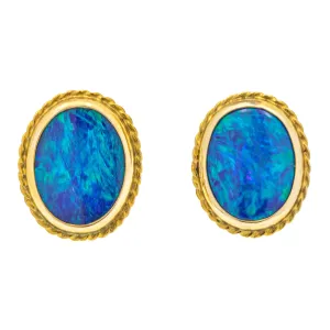 Art Deco 9ct Gold Opal Doublet Earrings