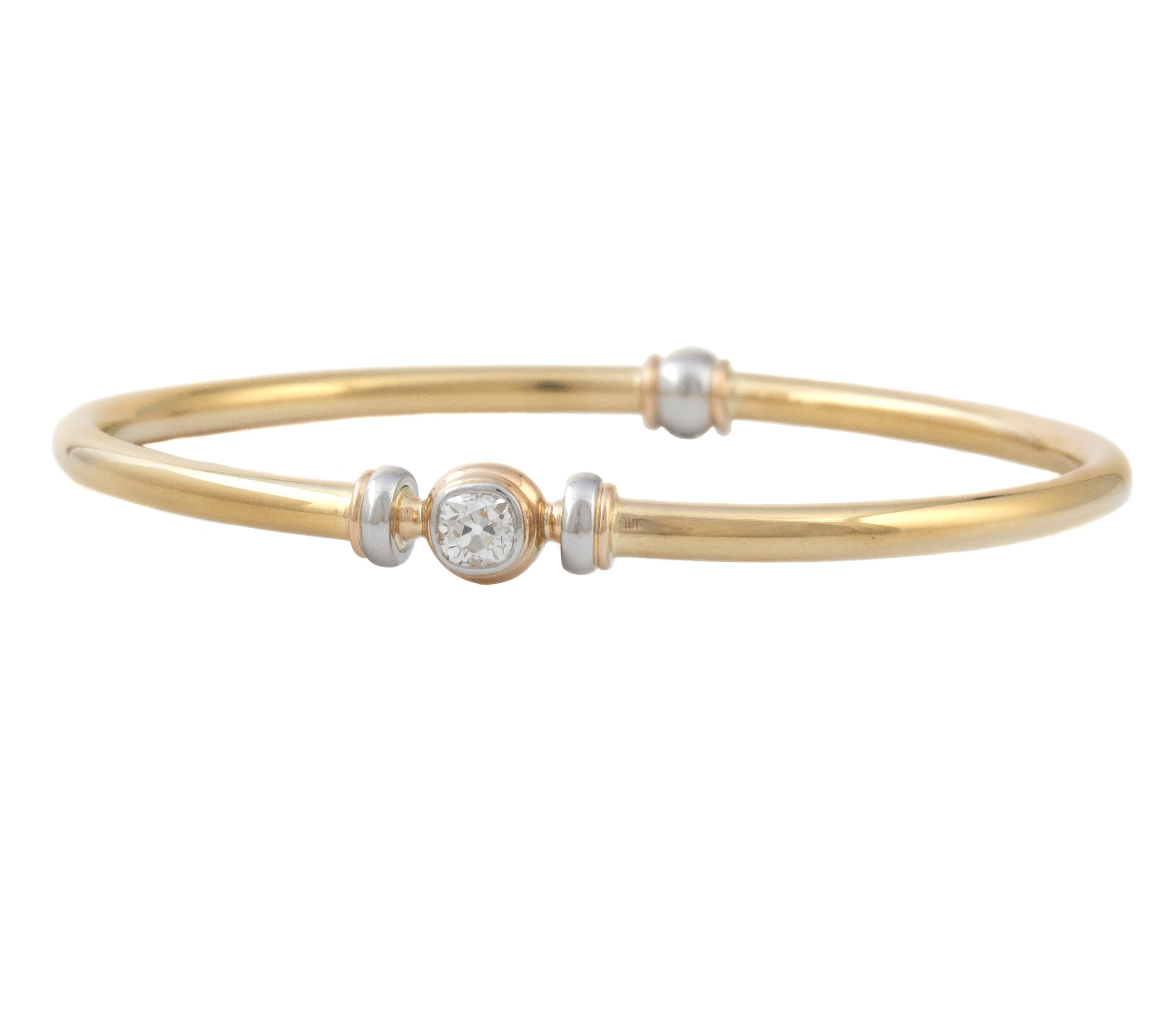 Bangle Bracelet with Old Mine Cut Diamond