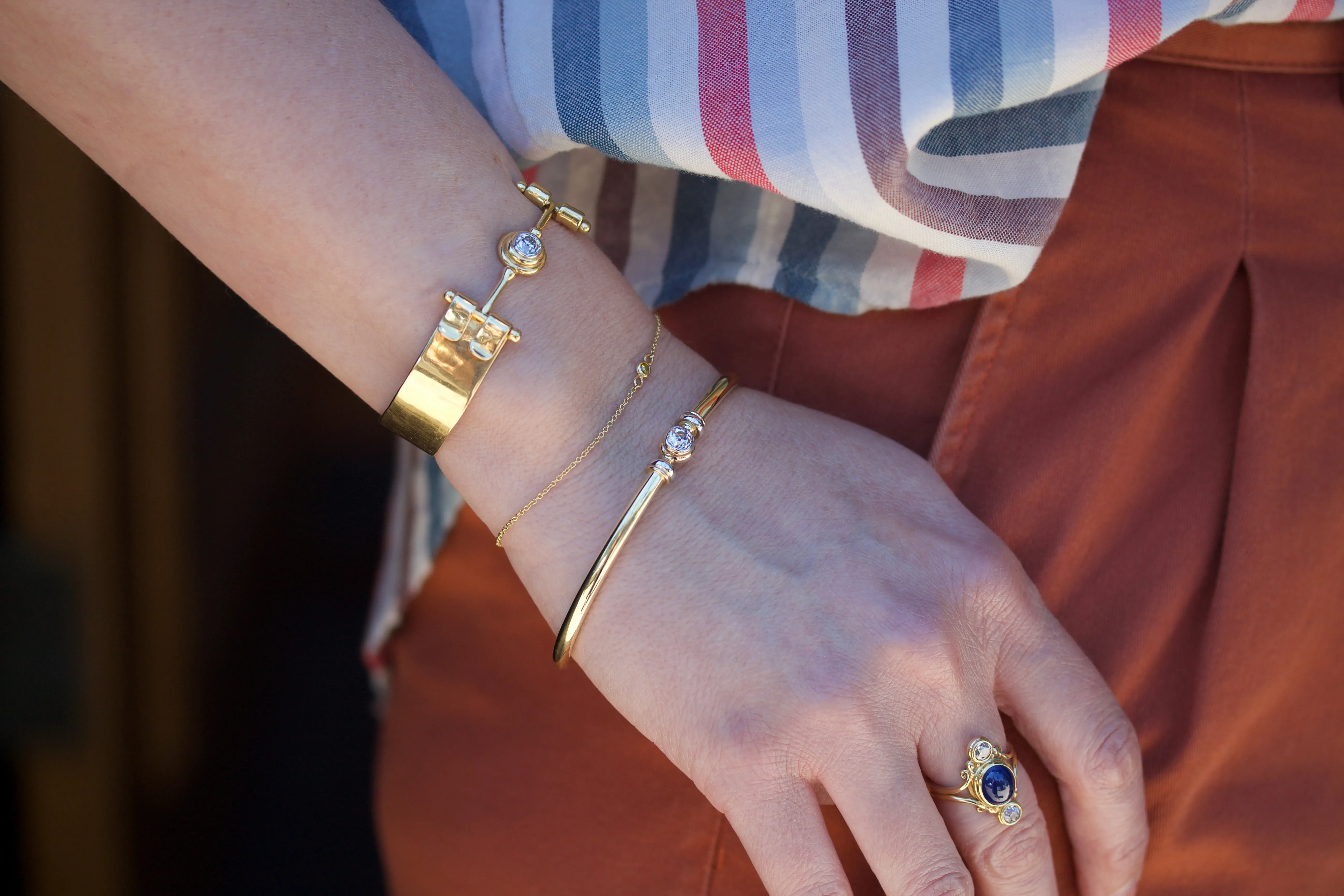 Bangle Bracelet with Old Mine Cut Diamond