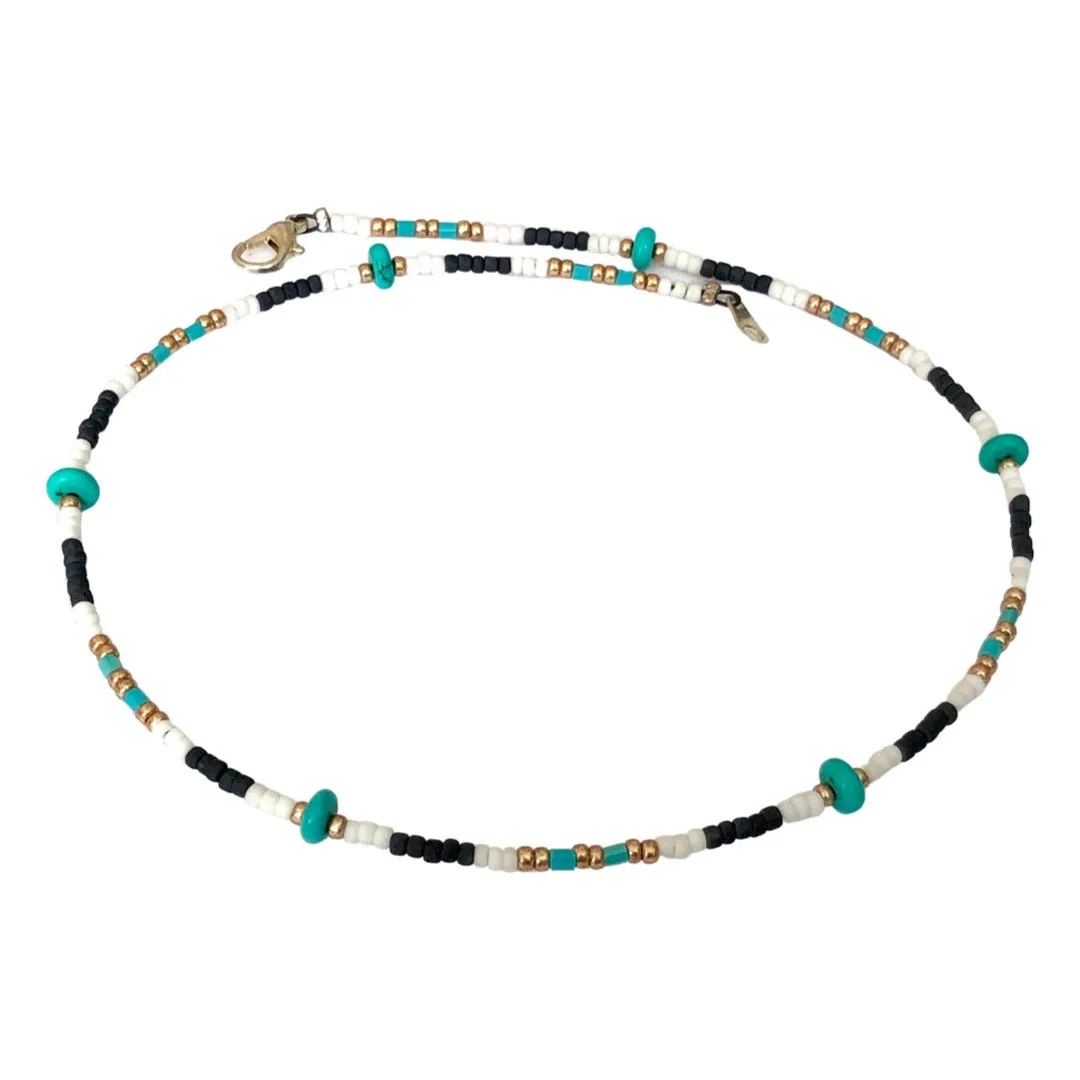 Black and Gold Arches Beaded Necklace