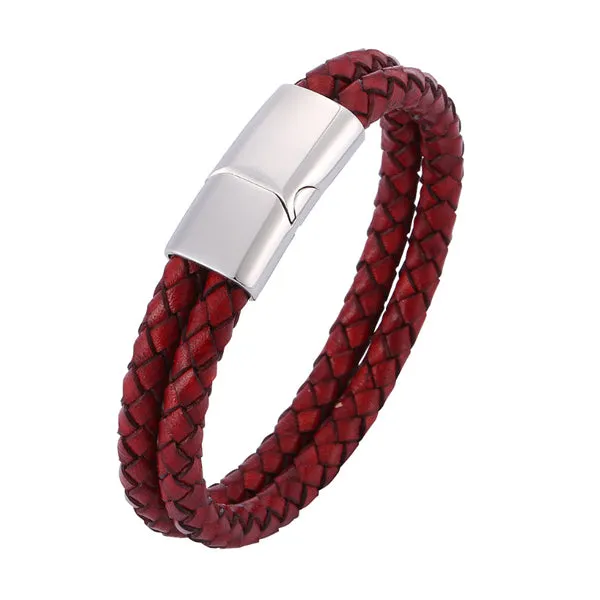 Braided Leather Magnetic Bracelet (Circumference 20.5cm) 真皮編織磁扣手鍊 (鍊長 20.5cm) (KJBR16031b)