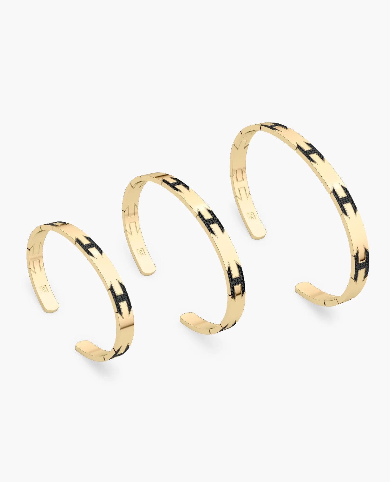 BRIGGS Gold Cuff Bangle Bracelet with Black Diamonds