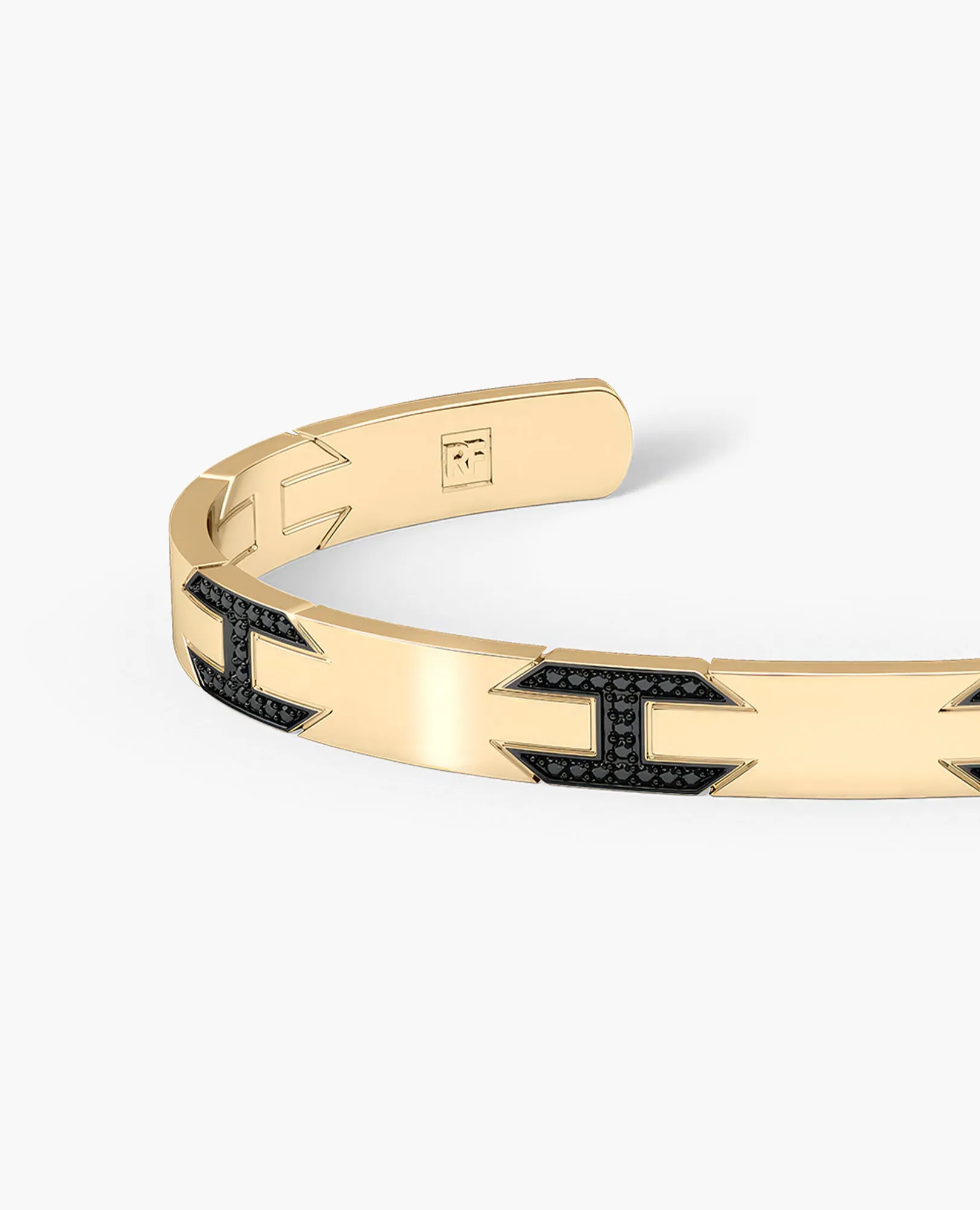 BRIGGS Gold Cuff Bangle Bracelet with Black Diamonds