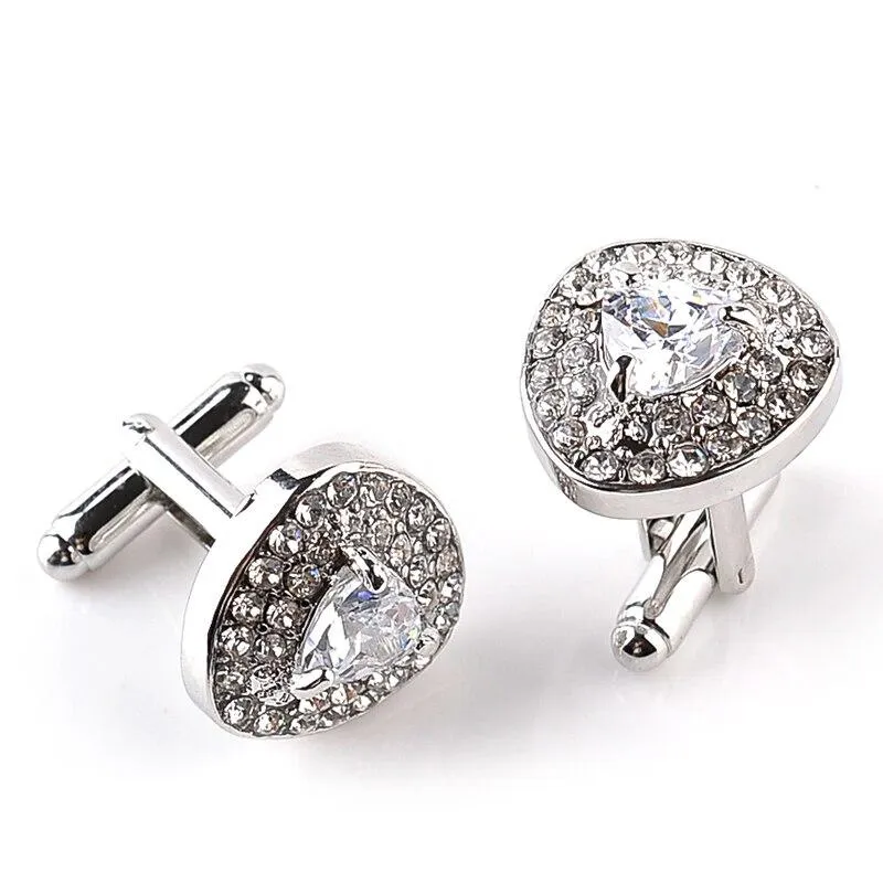 Brushed Crystal Cufflinks