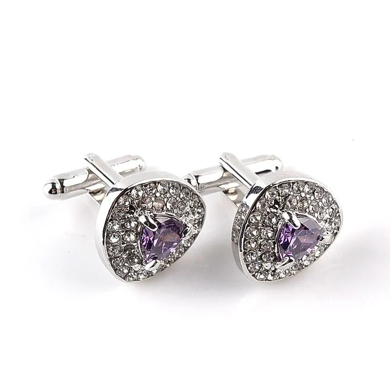 Brushed Crystal Cufflinks
