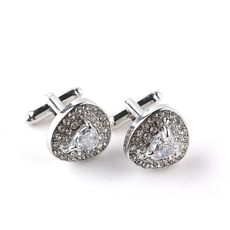Brushed Crystal Cufflinks