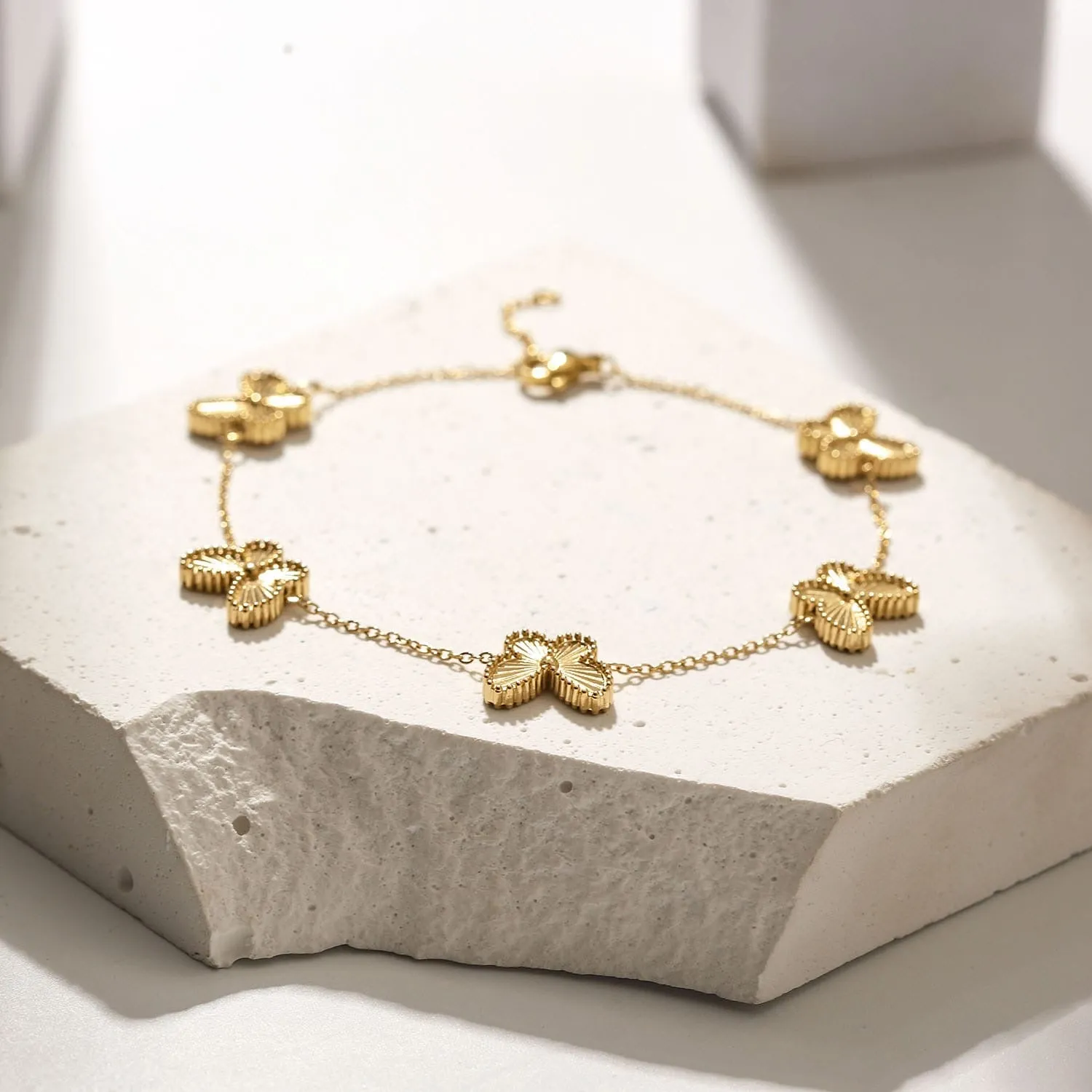 Butterfly Bracelet Yellow Gold Finish