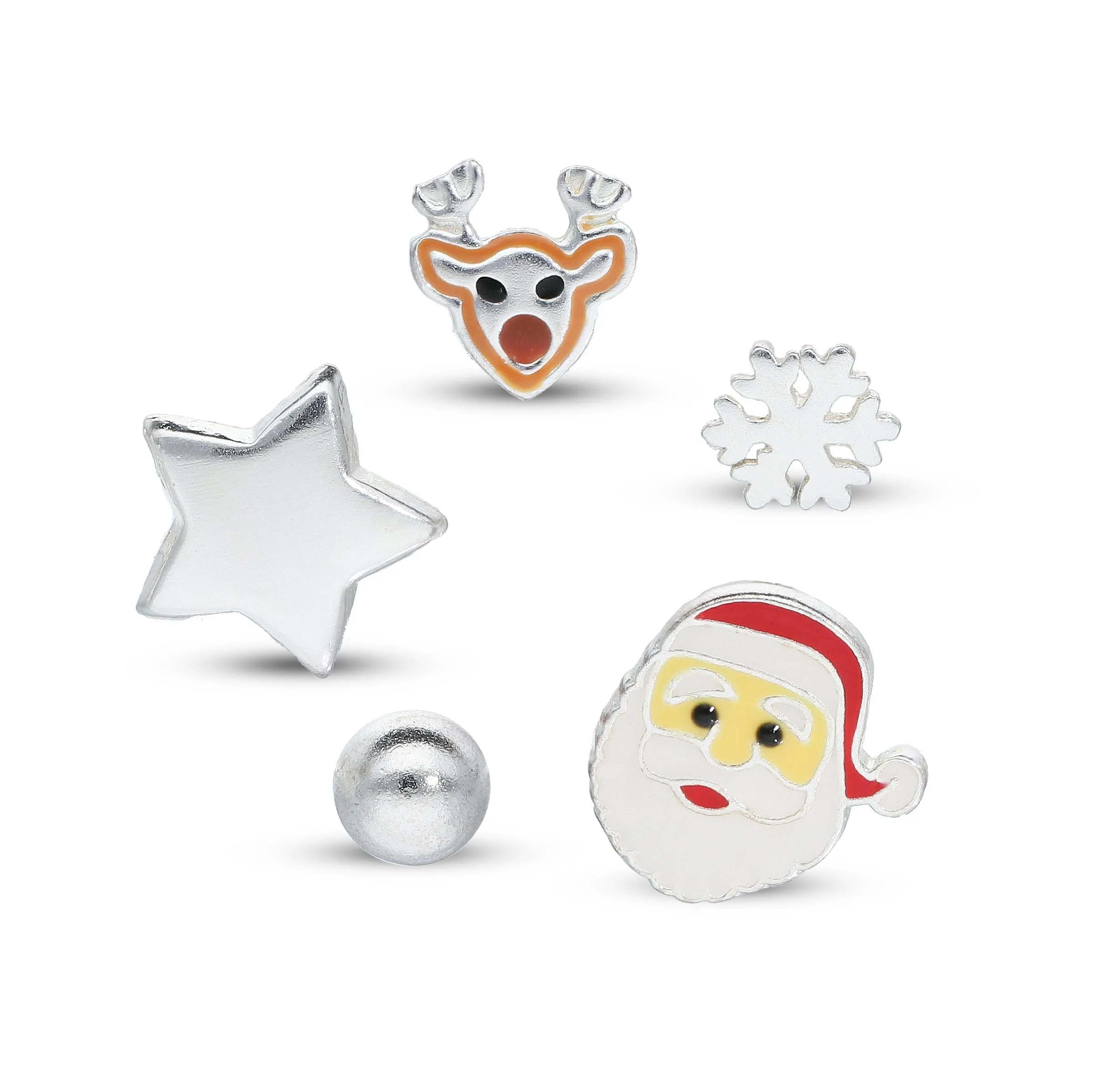Christmas Advent Calendar 925 Silver Necklace Pendents Earrings Jewelry Gift set