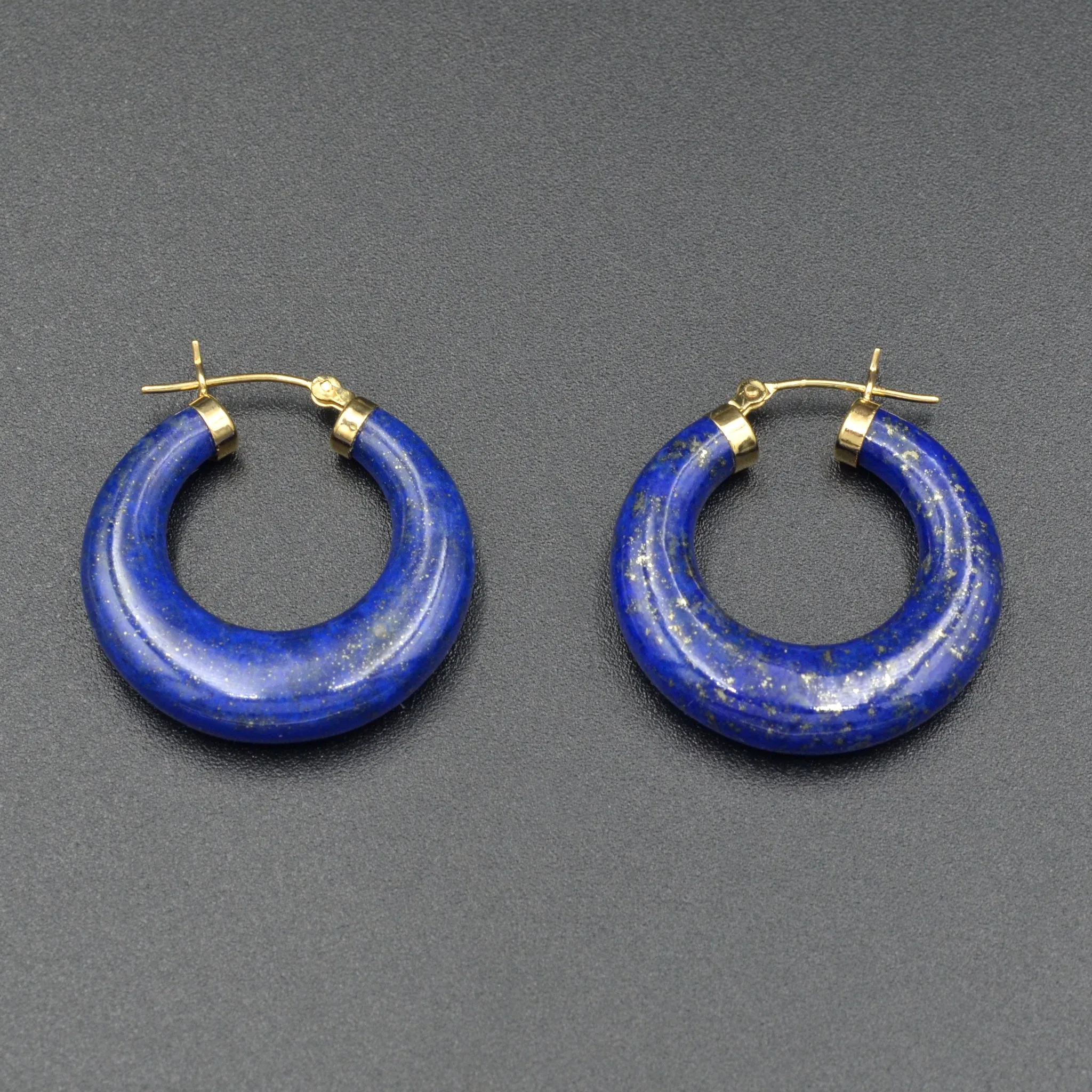 Chunky Lapis Lazuli Hoop Earrings