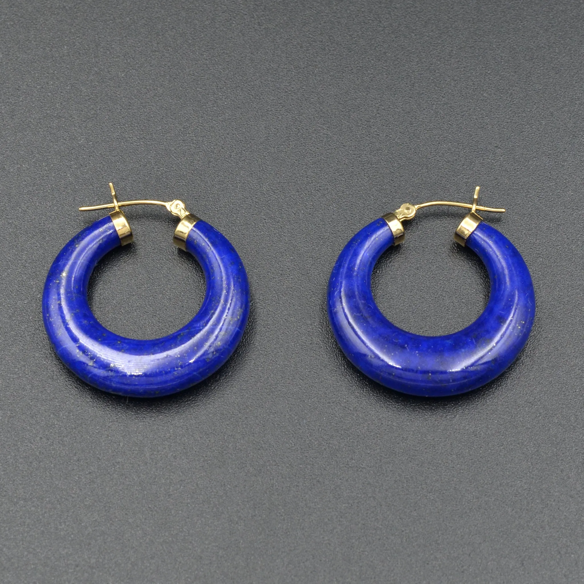 Chunky Lapis Lazuli Hoop Earrings