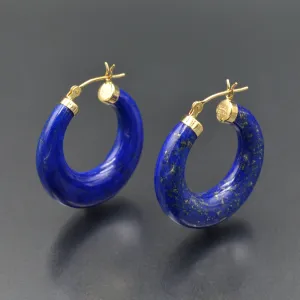 Chunky Lapis Lazuli Hoop Earrings