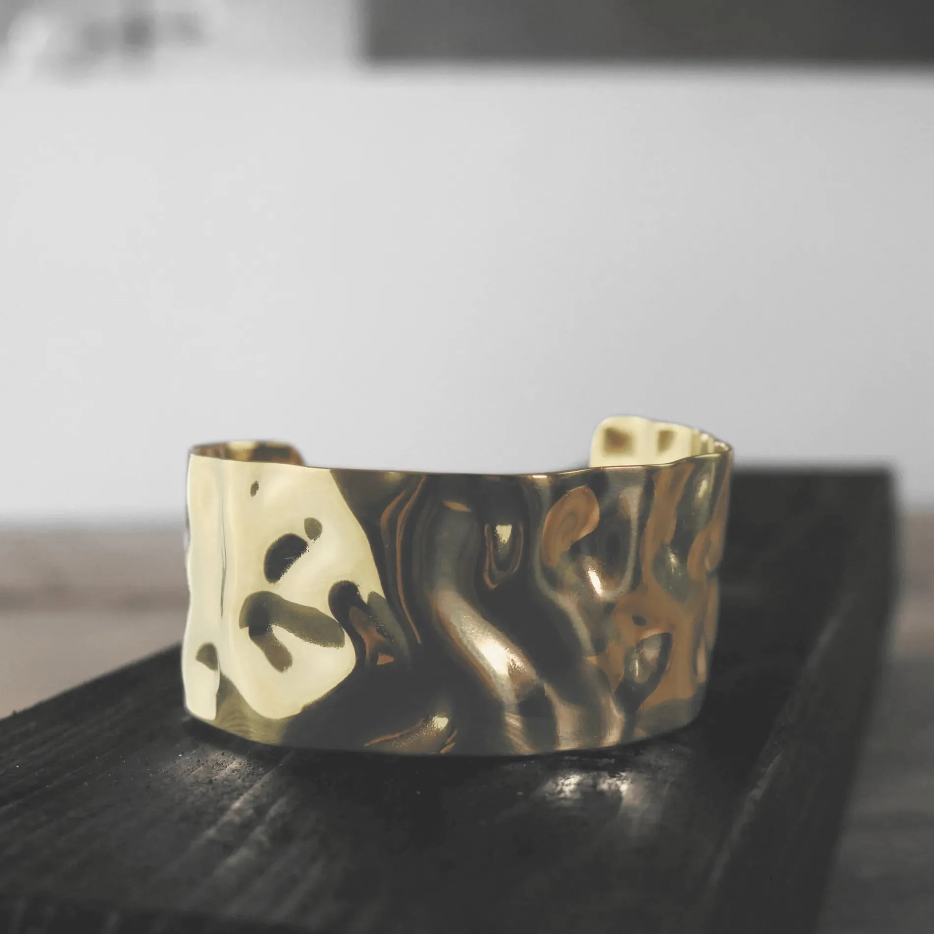 Courage Waterproof Organic Statement Cuff Bracelet 18K Gold Plating