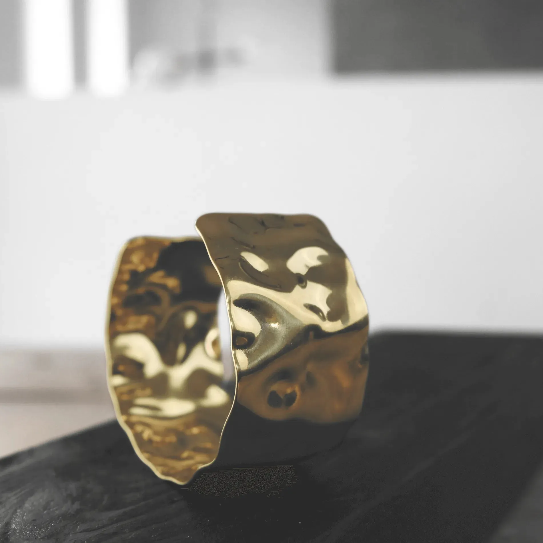 Courage Waterproof Organic Statement Cuff Bracelet 18K Gold Plating
