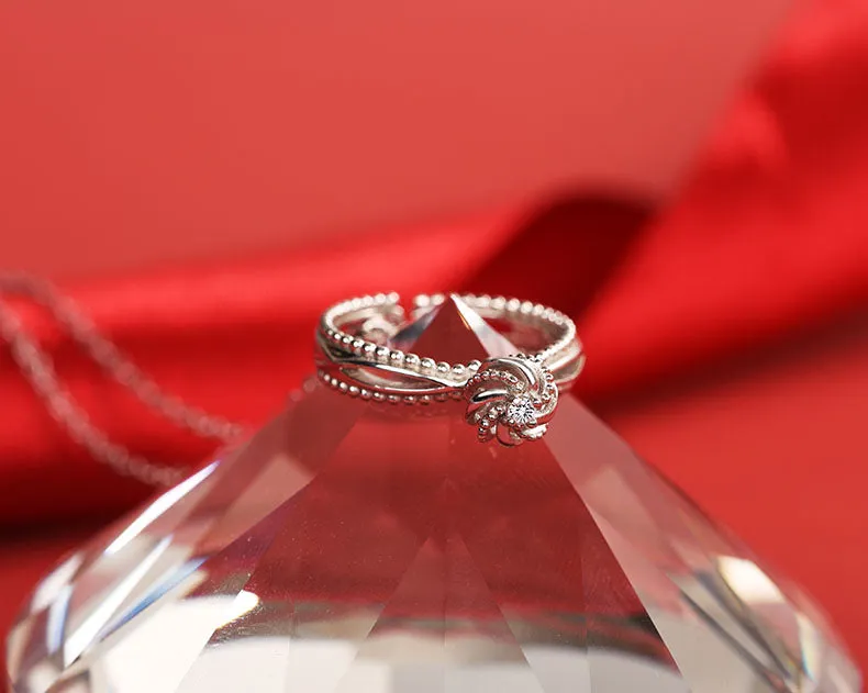 Cute Women's Fashion Diamond Rings Unique Moonstone Ring Pandant Necklace for Women