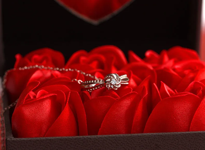 Cute Women's Fashion Diamond Rings Unique Moonstone Ring Pandant Necklace for Women