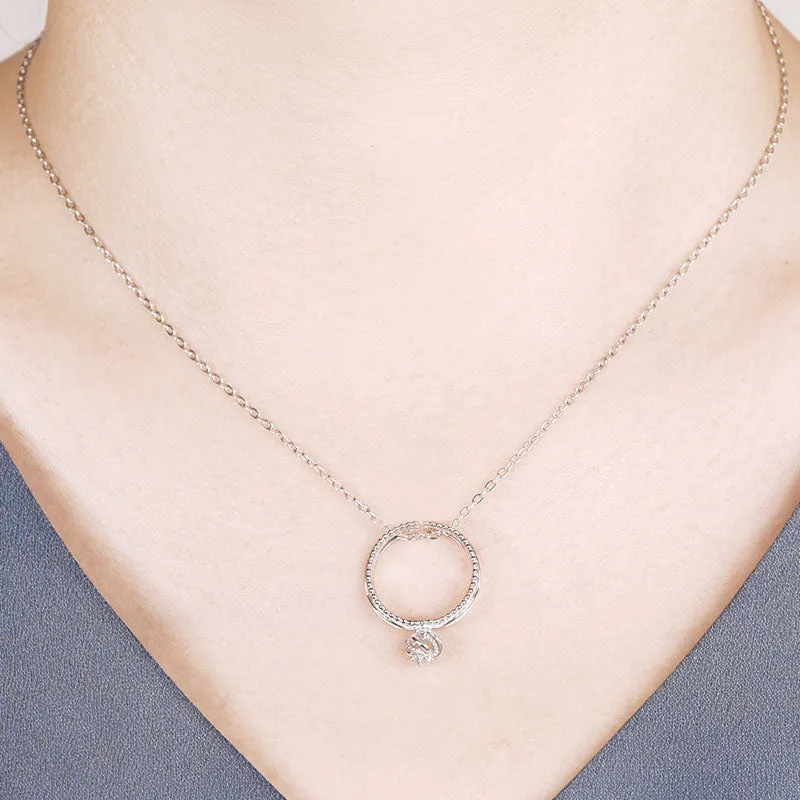 Cute Women's Fashion Diamond Rings Unique Moonstone Ring Pandant Necklace for Women