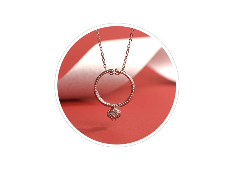 Cute Women's Fashion Diamond Rings Unique Moonstone Ring Pandant Necklace for Women