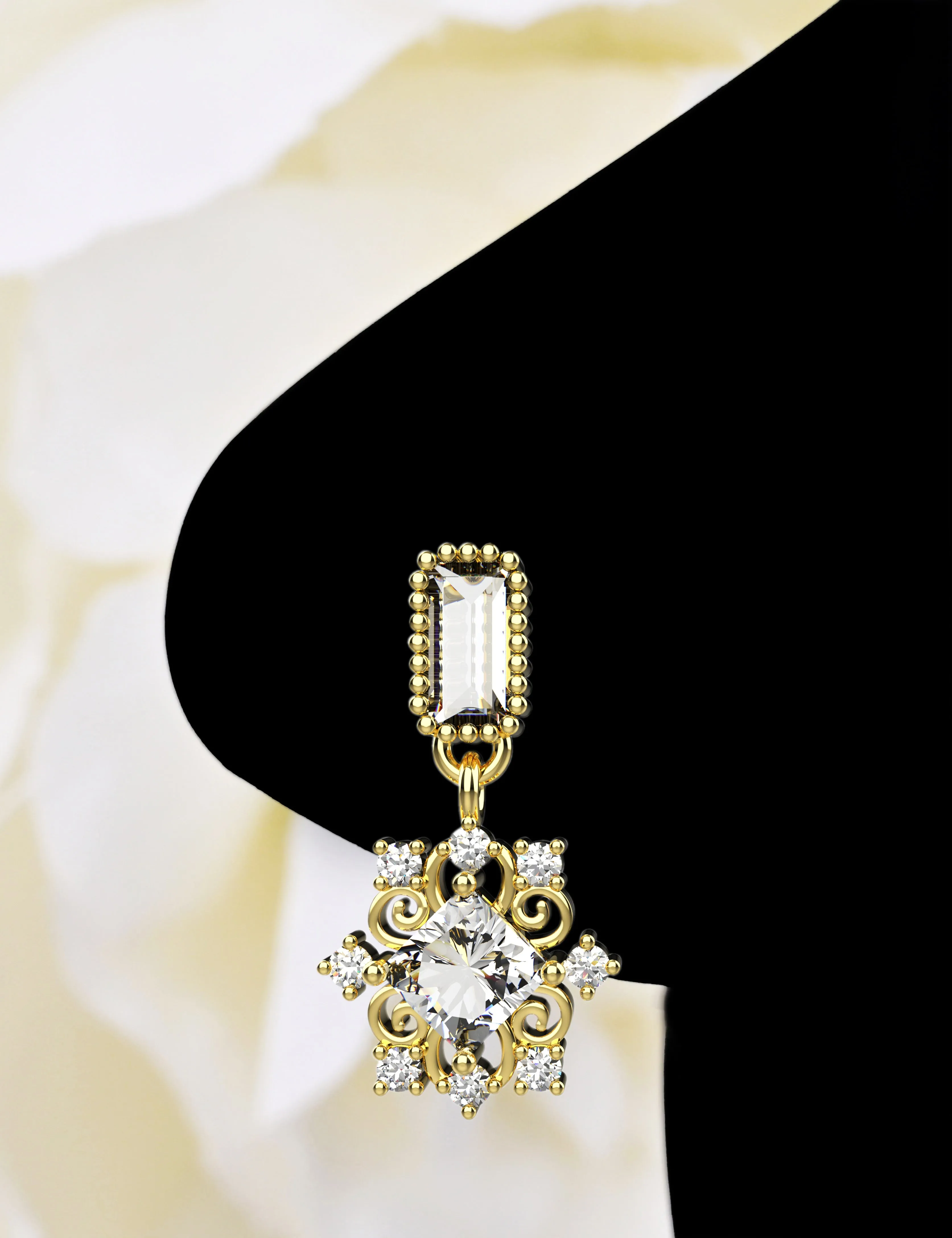 Dangling Nose Stud – Delicate Nose Ring with Drop Charm