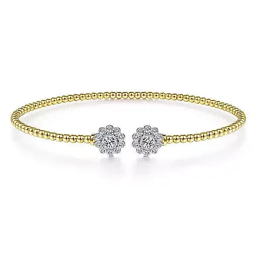 Diamond Flower Cuff Bracelet