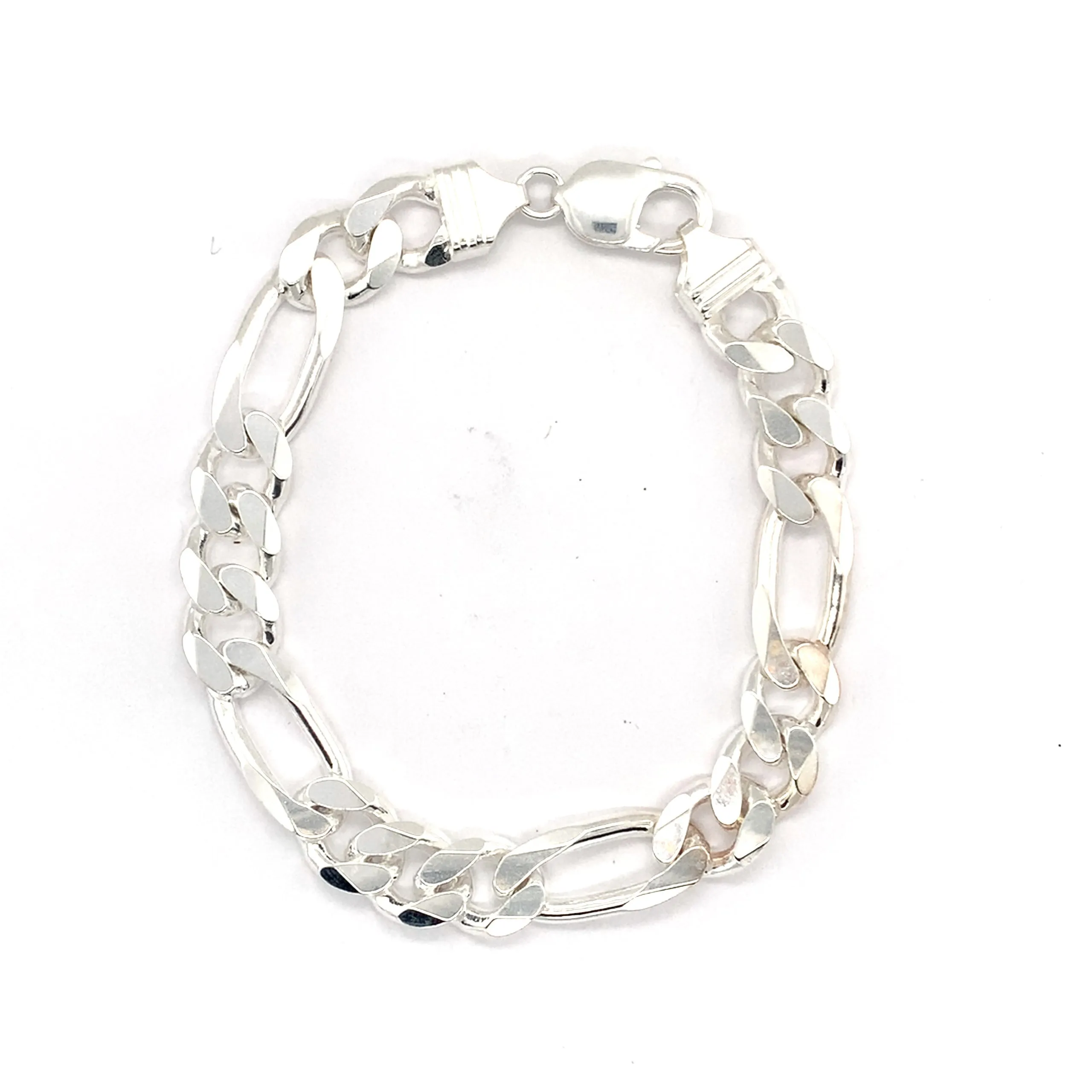 Figaro Link Sterling Silver Bracelet 9"