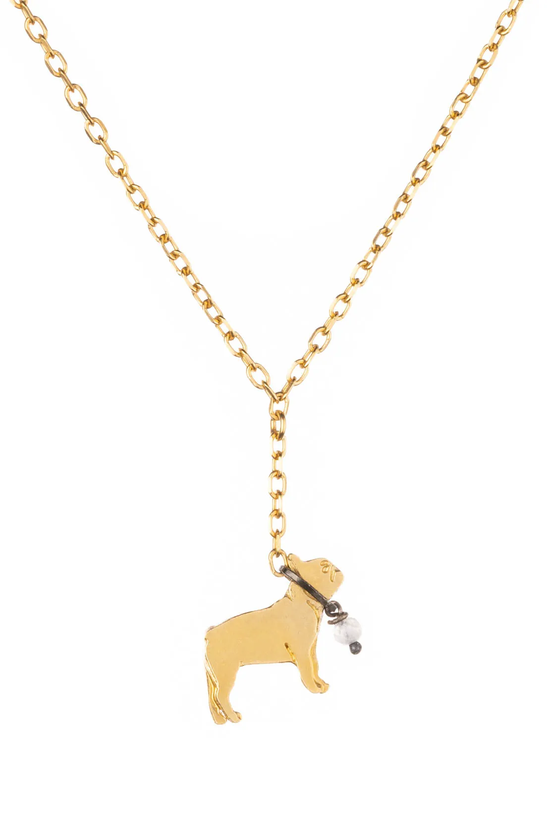 French bulldog on a lead necklace