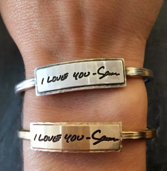 Gold Handwritten Messages Thin Cuff