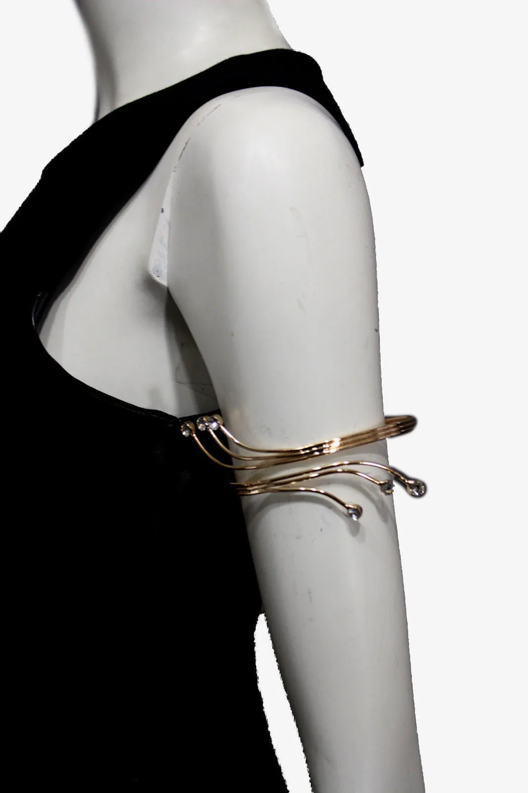 Gold Metal Cuff Upper Arm Bracelet Wrap Around Retro Silver